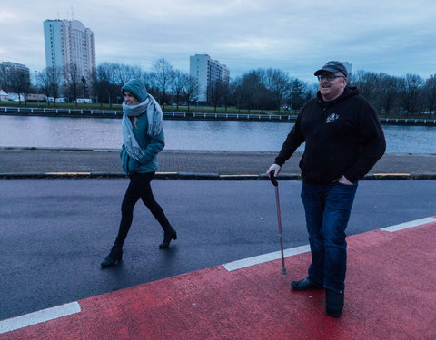 Watersportbaanloop voor De Warmste Week, faculteit Politieke en Sociale Wetenschappen 