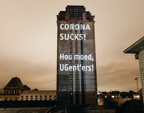 Corona projectie op Boekentoren