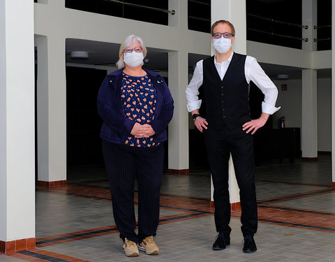 Fotoreeks met rector Van de Walle en vicerector Mieke Van Herreweghe