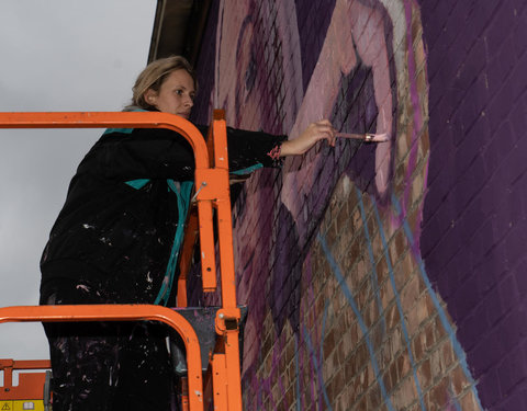 Onthulling street art op Campus Sterre