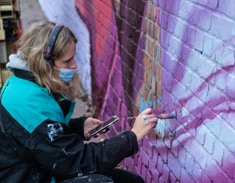 Onthulling street art op Campus Sterre