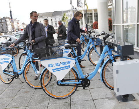 Officiële indienststelling van elektrische oplaadeilanden aan het Olympus fietsstation Zuid (Wilsonplein) en in het UGent rector