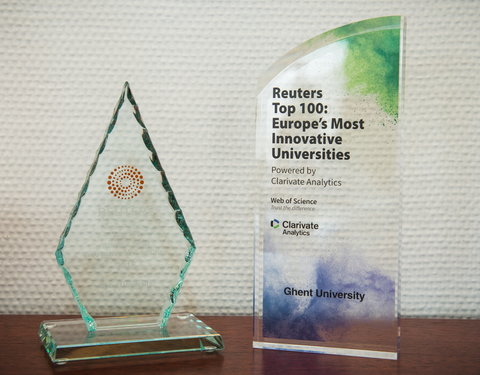 Uitreiking Reuters Trophy aan UGent, voor 19e plaats in Europe’s Most Innovative Universities Ranking 